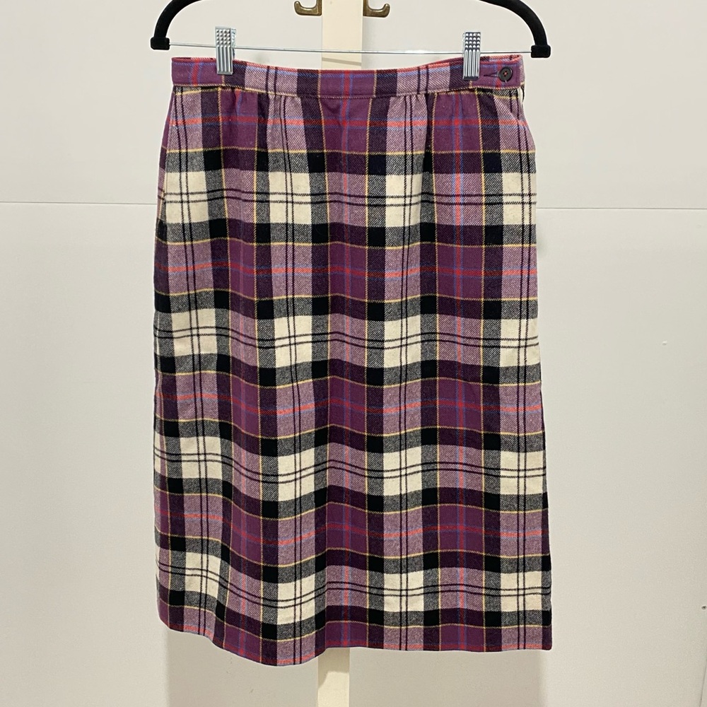 VTG Pendleton Authentic Dress Culloden Tartan Plaid Wool Skirt Purple Sz 12